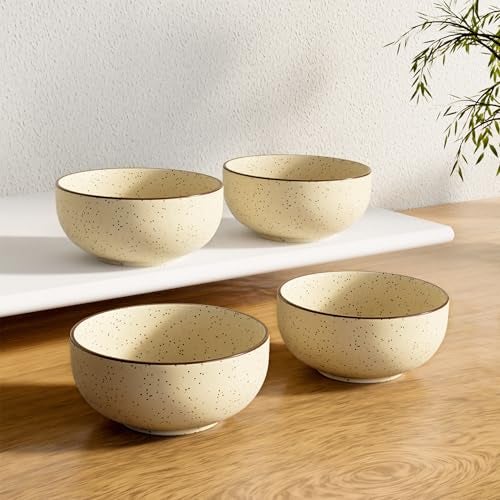 The Earth Store Creme Matte Ceramic Bowl Set of 4, 150ml Each | Vegetable Bowl | Dishwasher & Microwave Safe, Bowl for Snack, Dal, Curry, Salad, Perfect for Gifting & Daily Use - Image 1