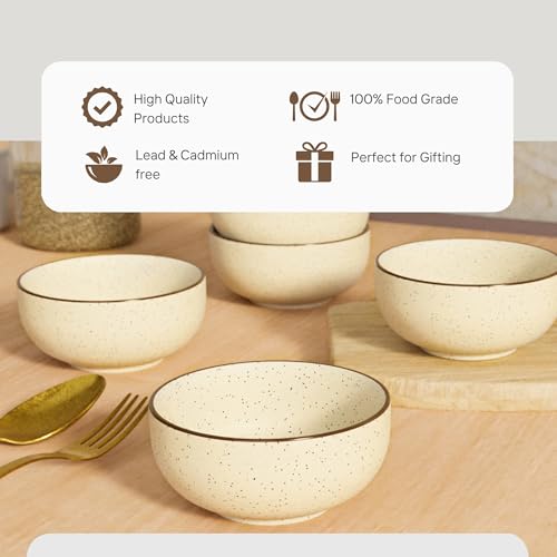 The Earth Store Creme Matte Ceramic Bowl Set of 4, 150ml Each | Vegetable Bowl | Dishwasher & Microwave Safe, Bowl for Snack, Dal, Curry, Salad, Perfect for Gifting & Daily Use - Image 2