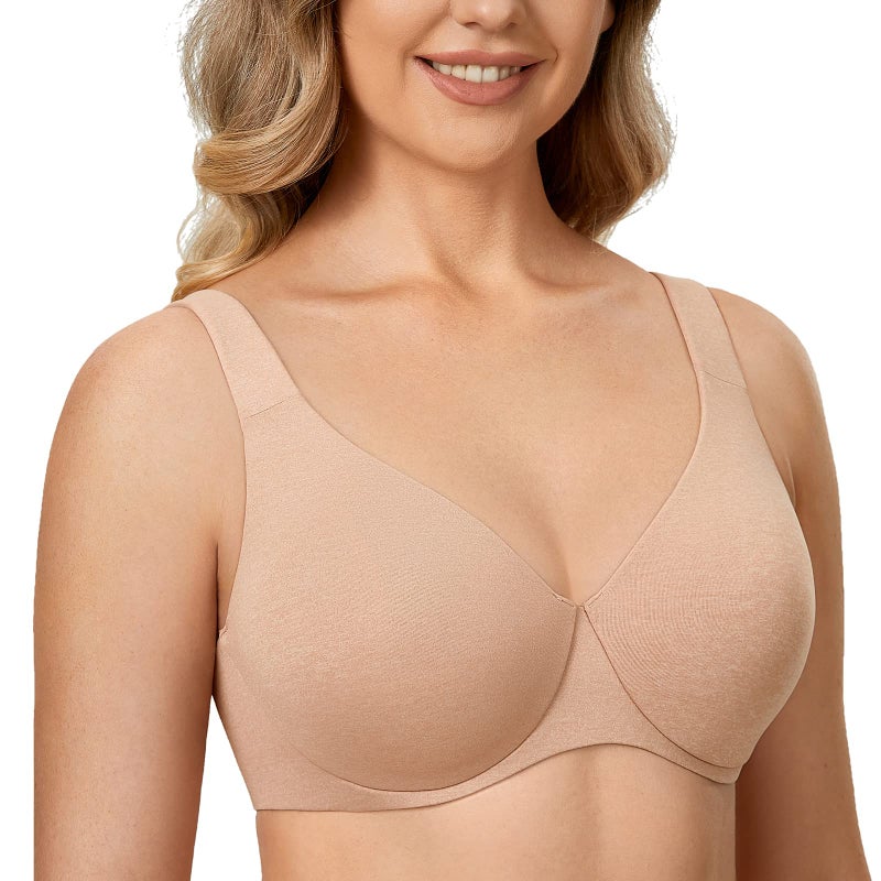 DELIMIRA DELIMIRA Women's Plus Size Bras Minimizer Underwire Full Coverage Unlined Seamless Cup Oatmeal Heather 34D - Image 1