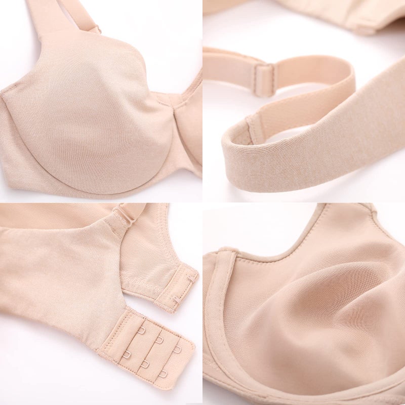 DELIMIRA DELIMIRA Women's Plus Size Bras Minimizer Underwire Full Coverage Unlined Seamless Cup Oatmeal Heather 34D - Image 3