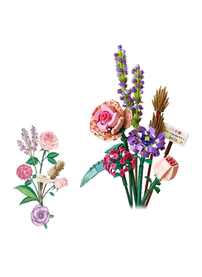SYOSI - Flower Bouquet Building Blocks, Building Blocks Bouquet Sending DIY Construction Toy Sets with Exquisite Packaging Boxes, Suitable for Room Decoration Aesthetic Desk Decoration 547 Pieces, 8 Flowers - Image 1