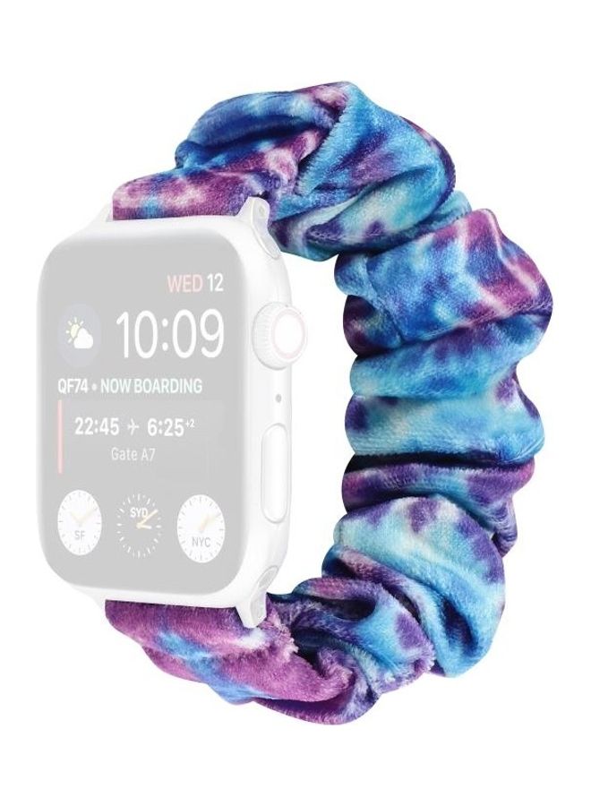 NIBEMINENT Flannel Hair Ring Replacement Strap Watchband For Apple Watch Series 7/6/SE/5/4/3/2/1 45/44/42mm Multicolour - Image 1
