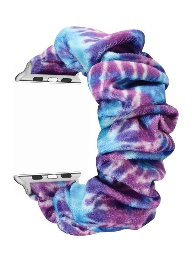 NIBEMINENT Flannel Hair Ring Replacement Strap Watchband For Apple Watch Series 7/6/SE/5/4/3/2/1 45/44/42mm Multicolour - Image 2