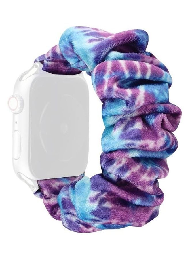 NIBEMINENT Flannel Hair Ring Replacement Strap Watchband For Apple Watch Series 7/6/SE/5/4/3/2/1 45/44/42mm Multicolour - Image 4