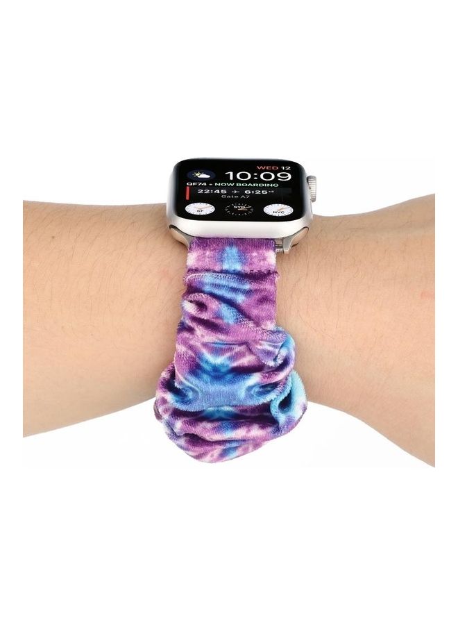 NIBEMINENT Flannel Hair Ring Replacement Strap Watchband For Apple Watch Series 7/6/SE/5/4/3/2/1 45/44/42mm Multicolour - Image 5