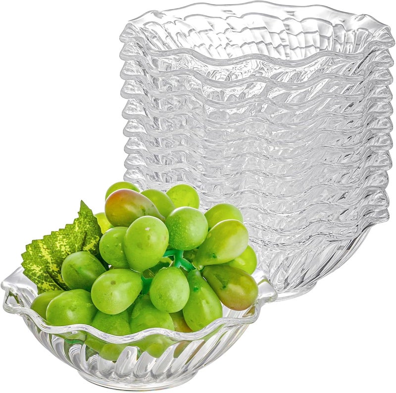 Elsjoy Set of 12 Plastic Dessert Bowls 7 Oz Clear Small Plastic Bowls Mini Snack Bowl 47 Inch Stackable Serving Bowls for Ice Cream Candy Nut Fruits Flower Shape - Image 1