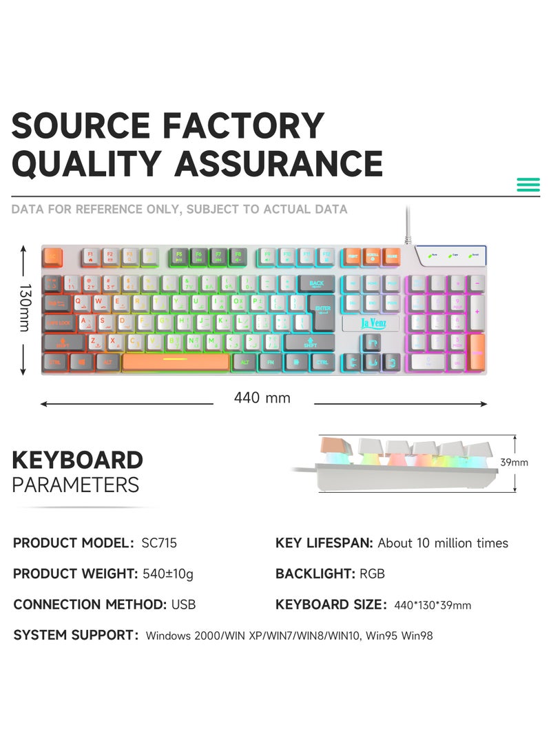 RGB Ja Venz 102 Keys Wired Mechanical Gaming Keyboard - Image 5