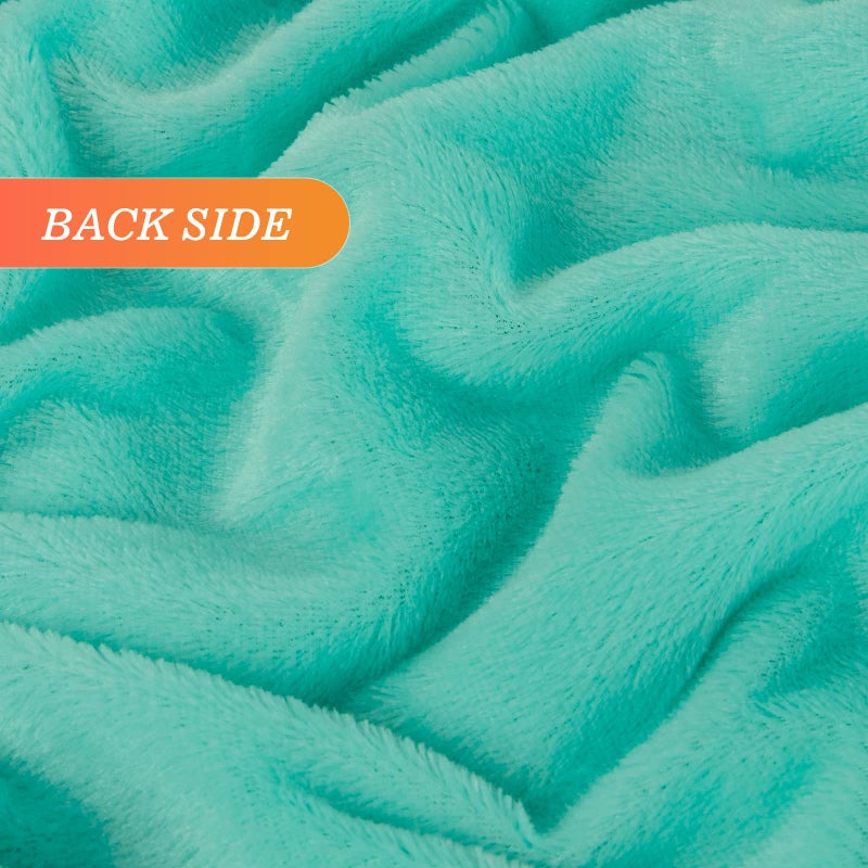 TOONOW Extra Soft Fuzzy Faux Fur Throw Blanket 50""x60""  Reversible Lightweight Fluffy Cozy Plush Comfy Microfiber Fleece Decorative Shaggy Blanket for Couch Sofa Bed  Turquoise - Image 4