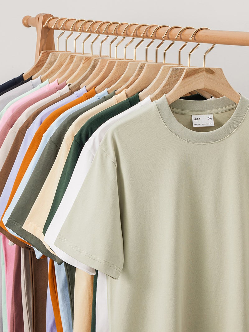 Joker Heavy 220G Cotton Shoulder Crewneck T-Shirt Oversize Loose Base Colorful Short Sleeve Fast Heat Dissipation - Image 4