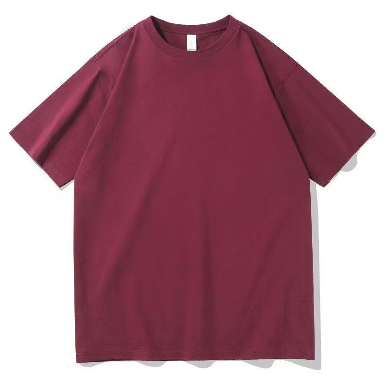 Joker Heavy 220G Cotton Shoulder Crewneck T-Shirt Oversize Loose Base Colorful Short Sleeve Fast Heat Dissipation - Image 1