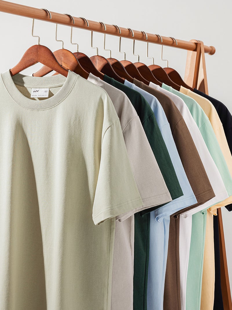 Joker Heavy 220G Cotton Shoulder Crewneck T-Shirt Oversize Loose Base Colorful Short Sleeve Fast Heat Dissipation - Image 3