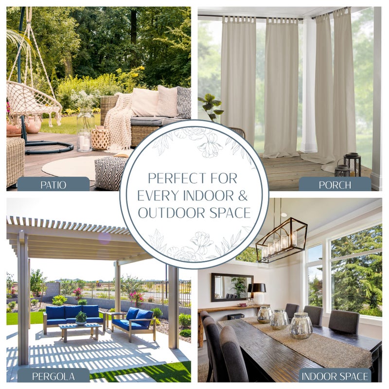 Elrene Home Fashions Matine Weatherproof Tab-Top Indoor/Outdoor Solid Color Curtain Panel for Porch, Pergola, Patio, Deck, 52â€W x 95â€L, Taupe - Image 3