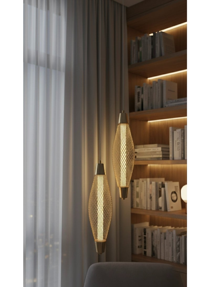 BUY4LESS -  Modern Lighting, Double pendent, Light, Gold Color Colored luxury pendent, 34x22 cm, Suitable for mirror side, bedside, caffee shop - Image 5