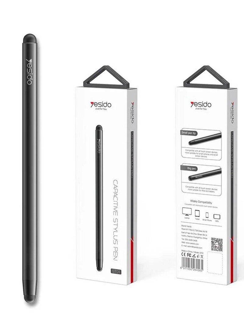 Yesido ST01 Double-Headed Passive Stylus Pen – High Precision Capacitive Touch Screen Pen for Tablets, PCs & Smartphones (Black) - Image 1