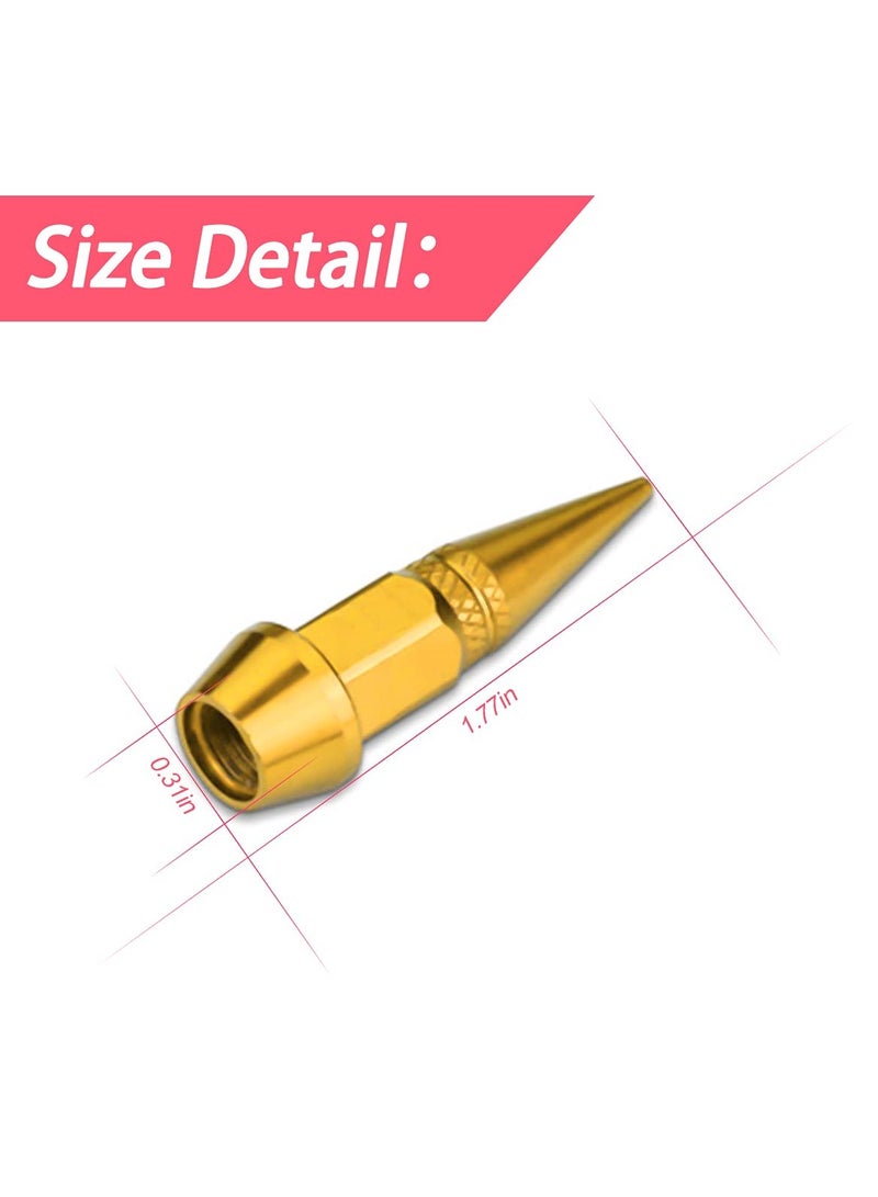 Universal Gold Spike Valve Caps for Car Tires 4 Pack Aluminum Dustproof Accessories 45MM