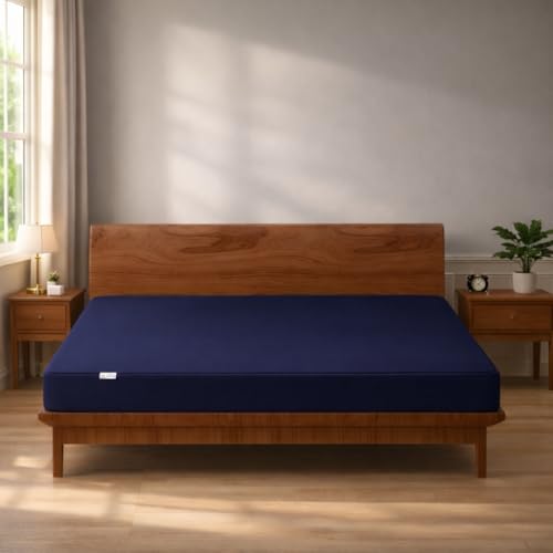 MY ARMOR Waterproof Mattress Protector King Size, 78x72, 6.5x6 feet, Double Bedsheet Cover, Breathable & Allergen Free Ultra Soft Fitted Terry Cotton Feel Cover, Elastic Skirting, Navy Blue - Image 2