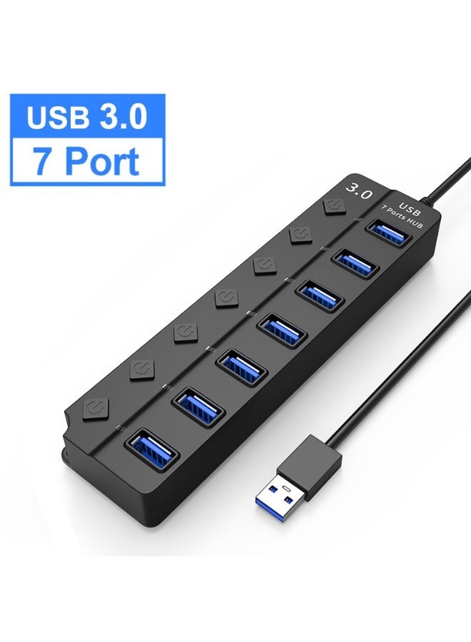 7 منفذ USB 3.0 مركز مع مفاتيح الطاقة الفردية والأضواء، 5Gbps عالية السرعة USB مقسم توسيع محول مع منفذ الطاقة DC، متوافق مع أجهزة الكمبيوتر المحمولة، أجهزة الكمبيوتر الشخصية سطح برو، PS4 / 5، محركات الأقراص الفلاش، الأقراص الصلبة المحمولة، إلخ ﻿ - Image 3