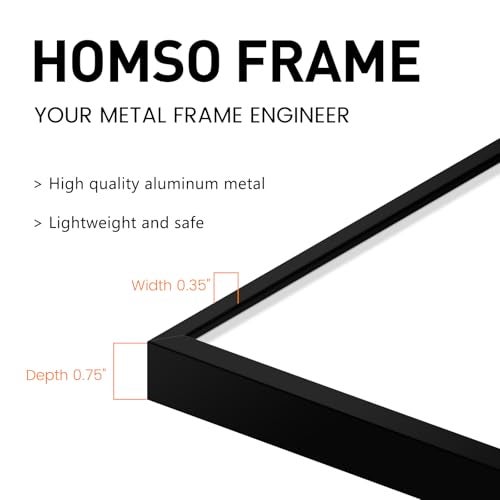 Homso A2 Poster Picture Frame in Black, Metal Thin Board Frame with Acrylic Plexiglass for Pictures 16.5x23.4 with Mat or 11.7x16.5 without Mat for Horizontal and Vertical - Image 4