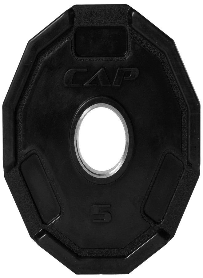 كاب باربل أقراص أوزان أولمبية مطاطية ذات 12 جانبًا من CAP Barbell، لون أسود، قرص واحد، 5 أرطال - Image 1