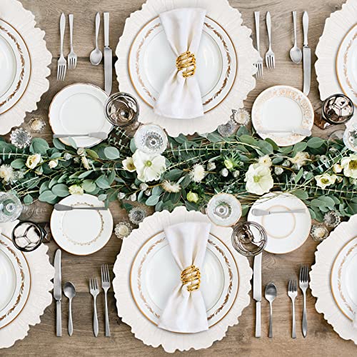 MAONAME Reef White Charger Plates, Plate Chargers for Dinner Plates, Plastic Plate Chargers for Wedding Decor, Thanksgiving, Christmas, Set of 6 - Image 2