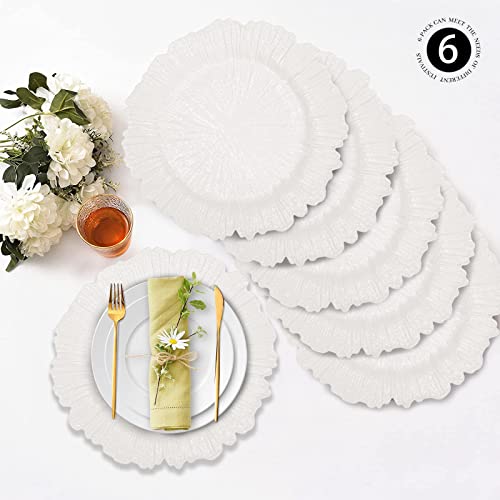 MAONAME Reef White Charger Plates, Plate Chargers for Dinner Plates, Plastic Plate Chargers for Wedding Decor, Thanksgiving, Christmas, Set of 6 - Image 5