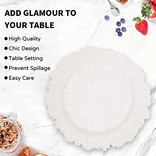 MAONAME Reef White Charger Plates, Plate Chargers for Dinner Plates, Plastic Plate Chargers for Wedding Decor, Thanksgiving, Christmas, Set of 6 - Image 4