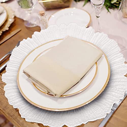 MAONAME Reef White Charger Plates, Plate Chargers for Dinner Plates, Plastic Plate Chargers for Wedding Decor, Thanksgiving, Christmas, Set of 6 - Image 3
