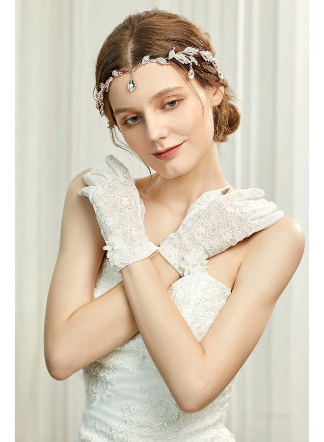 BABEYOND Women Wedding Bridal Bridesmaid Beaded Forehead Band Dangle Rhinestone Austrian Crystal Headband Headpiece with Gift Box (Gold) - Image 5