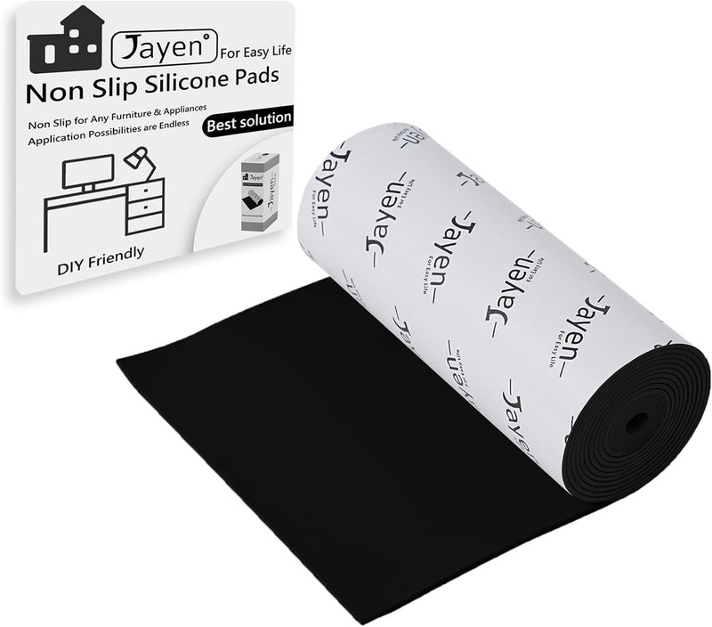Jayen Non Slip Self Adhesive Silicone Cuttable Furniture Pads - 5x80 inch Anti-Sliding Rubber Floor Protectors for Any Furniture and Appliances - Image 1