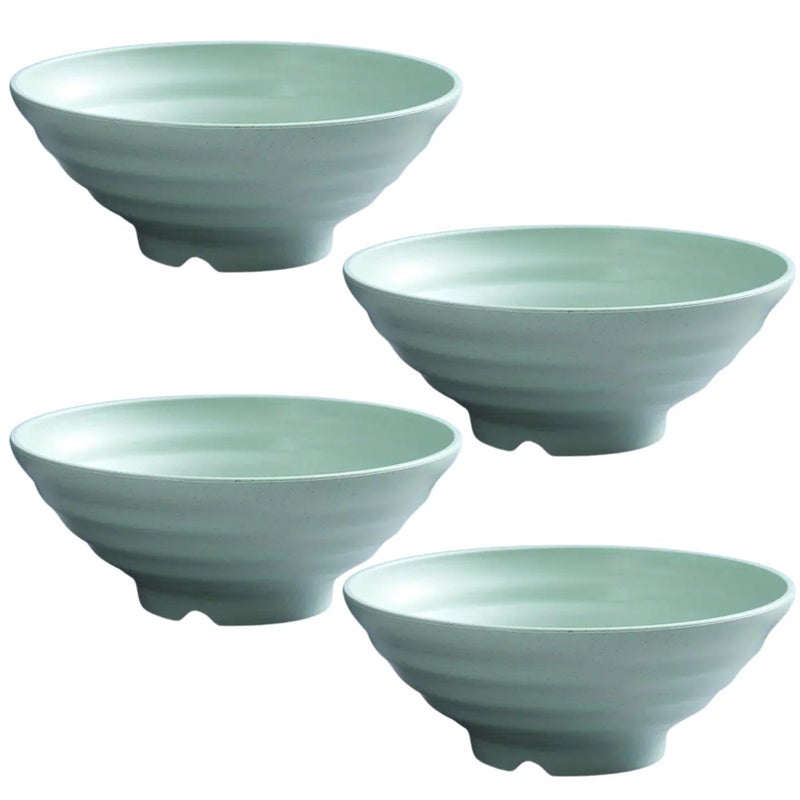 Swilak Ramen Round Bowls Essential Kitchenware for Asian Cuisine at Home Kitchen Dining or Hotel Tableware Rice Soup Bowl Creative Instant Noodles Container Bowl Eco Friendly 25 CM_Green_4 Pcs - Image 1