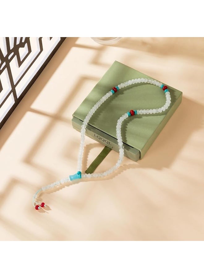 عربي الترجمة تسبيح من حجارة طبيعية 99 حبة لمنح طاقة هادئة، وهدوء، ووضوح روحي - هدية إسلامية - Image 2