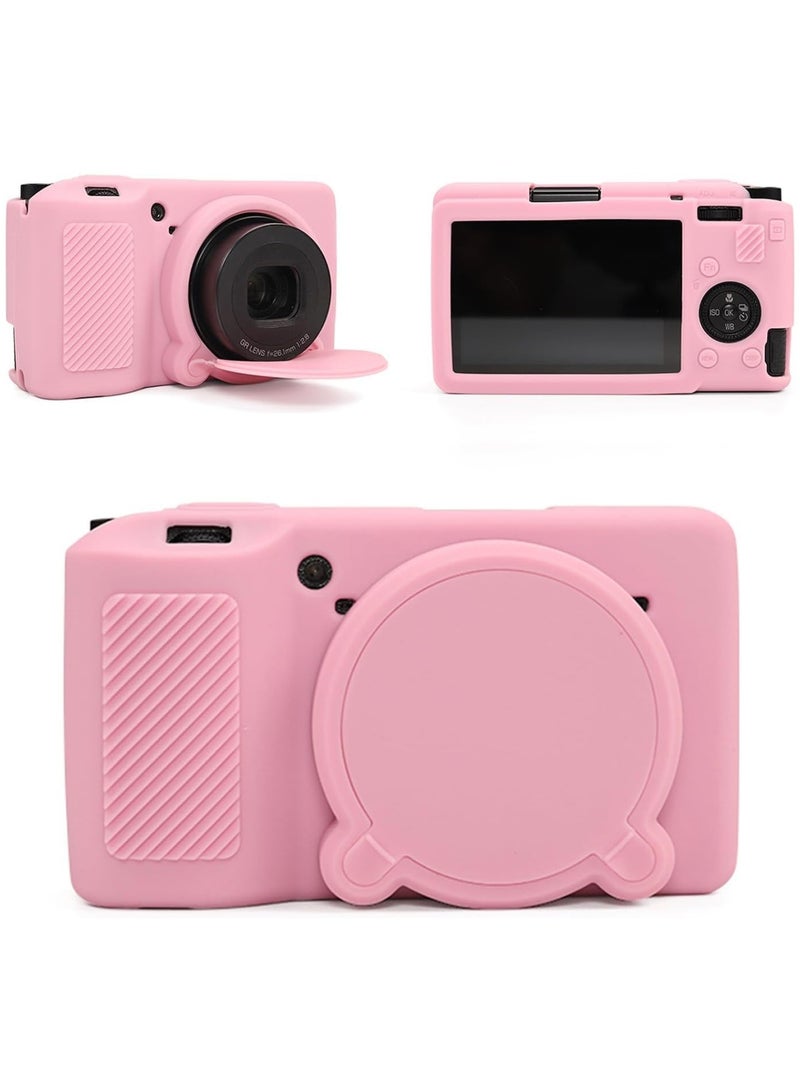 Camera Case for Ricoh GR III/GR III X, Soft Silicone Protective Case Ultra-Thin Lightweight for GR IIIx/GR III/GR3x/GR3 Camera with Detachable Lens Cover (Pink)  - Image 1