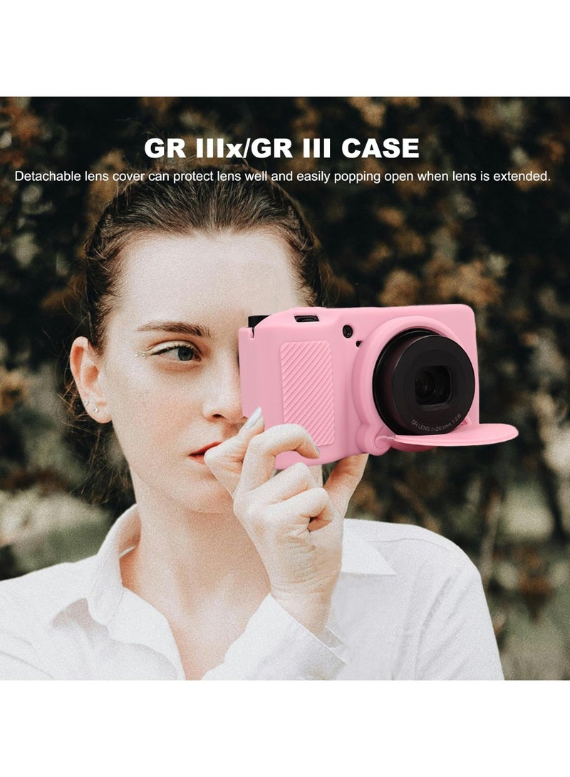 Camera Case for Ricoh GR III/GR III X, Soft Silicone Protective Case Ultra-Thin Lightweight for GR IIIx/GR III/GR3x/GR3 Camera with Detachable Lens Cover (Pink)  - Image 3