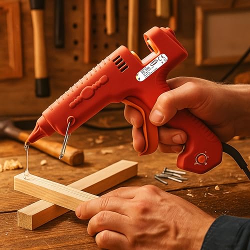 Mario 300W Heavy Duty Glue Gun – Long Use, Nozzle Guard, Temp control+ 5 Crystal Clear Glue Sticks – Red (ME-3000) - Image 3