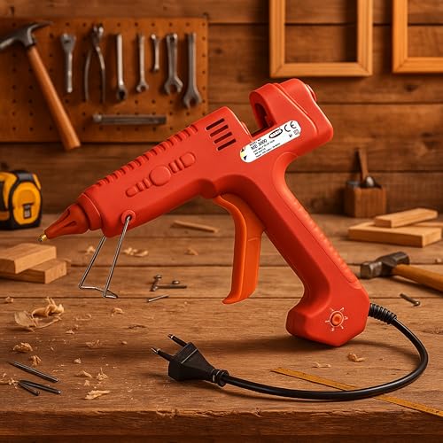 Mario 300W Heavy Duty Glue Gun – Long Use, Nozzle Guard, Temp control+ 5 Crystal Clear Glue Sticks – Red (ME-3000) - Image 2