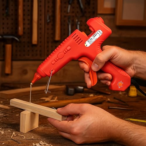 Mario 300W Heavy Duty Glue Gun – Long Use, Nozzle Guard, Temp control+ 5 Crystal Clear Glue Sticks – Red (ME-3000) - Image 4
