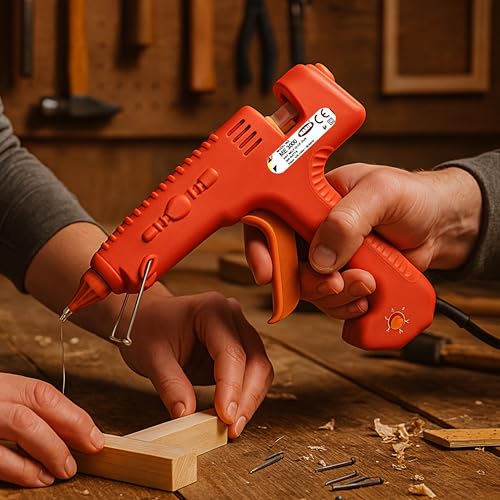 Mario 300W Heavy Duty Glue Gun – Long Use, Nozzle Guard, Temp control+ 5 Crystal Clear Glue Sticks – Red (ME-3000) - Image 5