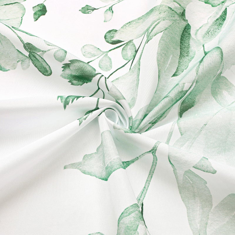 Gibelle Mint Green Eucalyptus Shower Curtain, Watercolor Plant Leaves with Floral Bathroom Shower Curtain Set with Hooks, 72x72 - Image 4