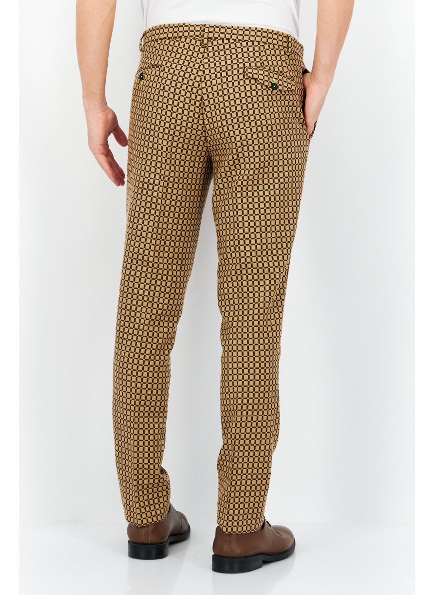 Twisted Tailor - Men Regular Fit Checkered Pants, Tan - Image 1