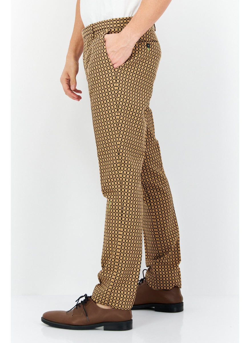 Twisted Tailor - Men Regular Fit Checkered Pants, Tan - Image 1