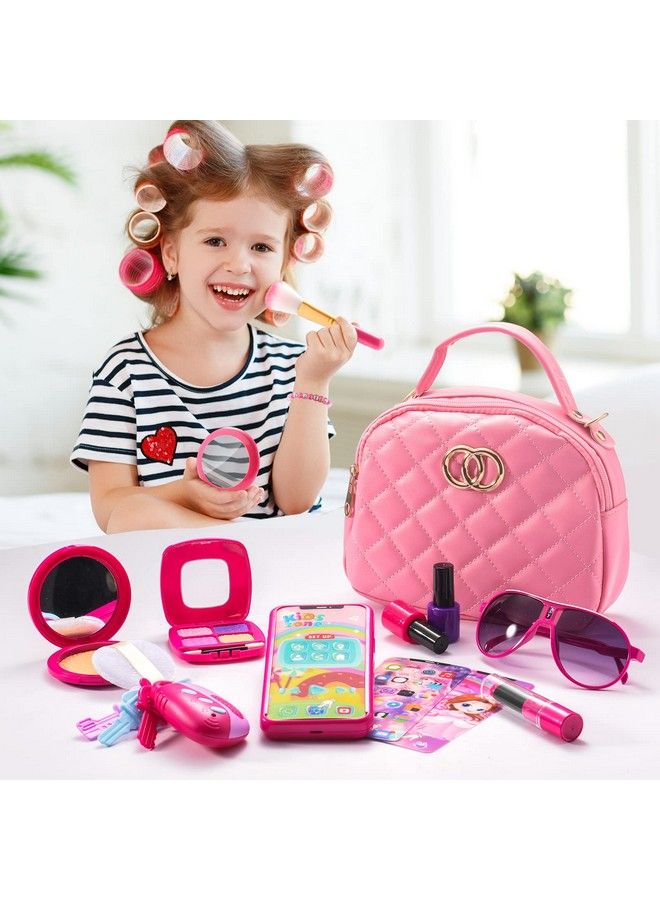 Girl Purse With Play Makeup Kit, Little Kids Pretend Make Up Handbags With Pink Cosmetics Accessories, My First Purse Toys For Toddler Princess Gift Age 3 4 5 6 7 8 Year Old  - Image 4