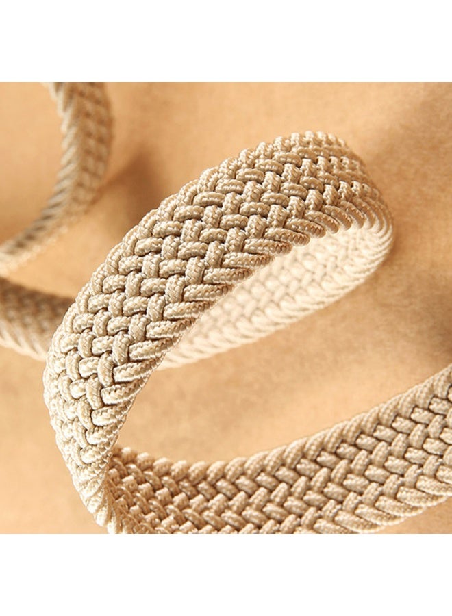 Woven waist belt, neutral casual, thin waist belt, leather clip tail, solid color woven belt(Beige) - Image 4