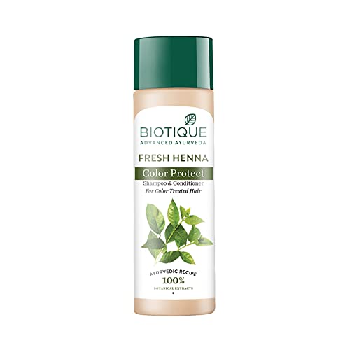 Biotique Heena Leaf Fresh Texture Shampoo and Conditioner with Color for Dark Hair 190 ml - Image 1
