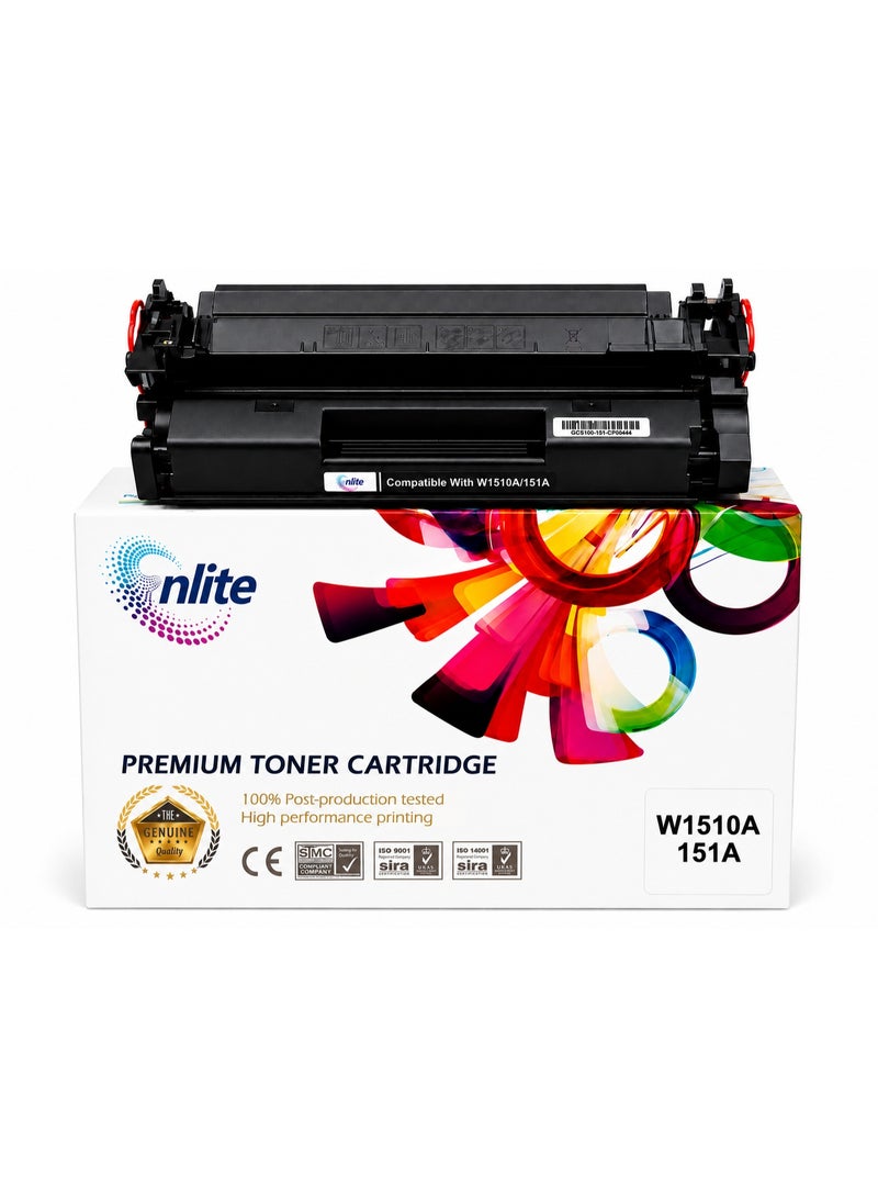 Enlite W1510A / 151A( WITH CHIP ) Premium Compatible Black Toner Cartridge for HP LaserJet Pro 4003dn, 4003dw, MFP 4103fdn, 4103fdw - Image 1