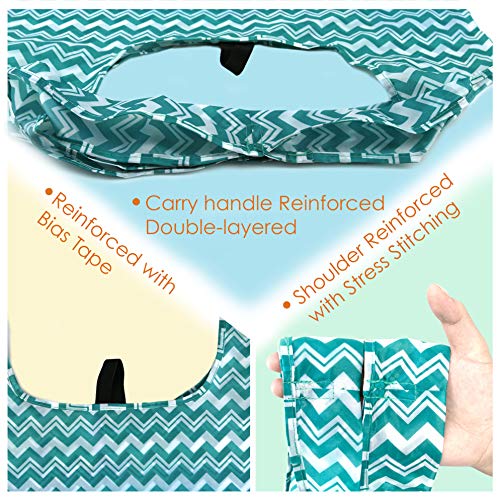 BeeGreen Reusable Grocery Bags Lightweight Durable Shopping Bags Washable Foldable 12 Pack Xlarge Classic Geometric Design Gift Tote Grocery Bags with Elastic Band and Separated Zipper Storage Pouch - Image 5