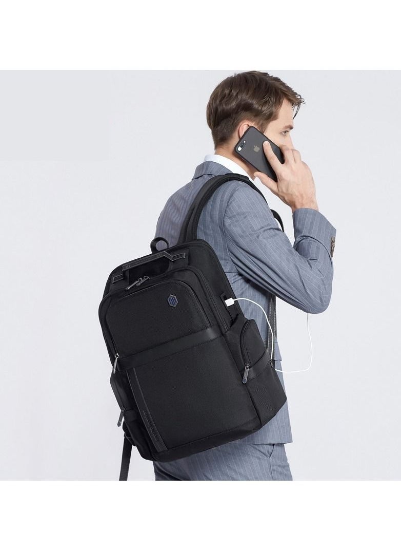 ARCTIC HUNTER - B00449 Aluminum Handle Laptop Travel Three Compartments Organized USB Charging Port - Black - Image 1