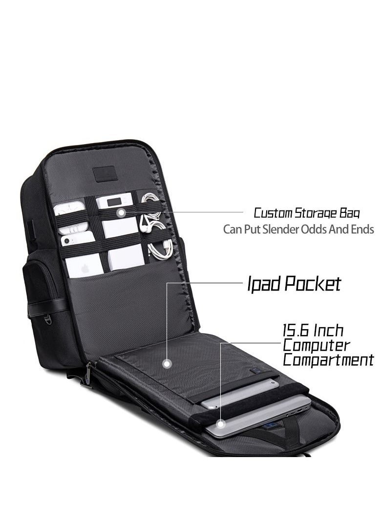 ARCTIC HUNTER - B00449 Aluminum Handle Laptop Travel Three Compartments Organized USB Charging Port - Black - Image 1