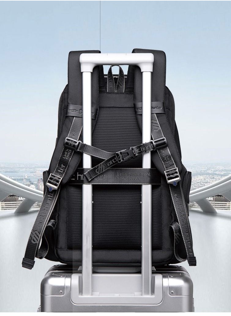 ARCTIC HUNTER - B00449 Aluminum Handle Laptop Travel Three Compartments Organized USB Charging Port - Black - Image 1