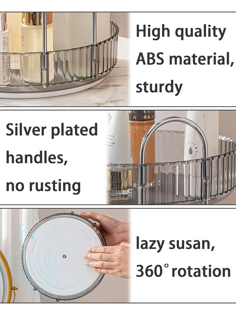 شاربدو منظم مكياج دوار من أجل مستحضرات التجميل والعناية بالبشرة عالية السعة، منظم مستحضرات التجميل الشفاف، منظم العطور، منظم مستحضرات التجميل على سطح الطاولة 360 درجة (طبقتان باللون الرمادي) - Image 5