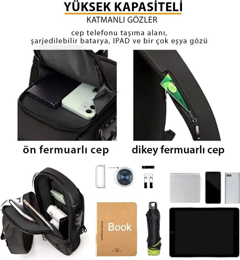 Newish Polo Black Unisex Vegan Leather Adjustable Crossbody Chest Shoulder and Waist Mini Backpack newpolo222  - Image 3